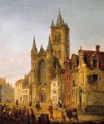 unknow artist Gent. Blick auf St. Bavo im Herzen der Altstadt oil painting on canvas